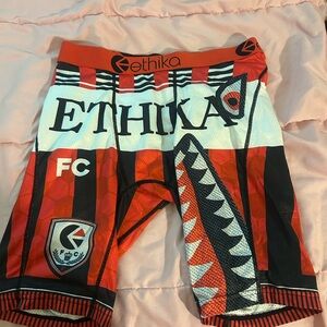 Ethika Red and Black Shark Graphic Shorts